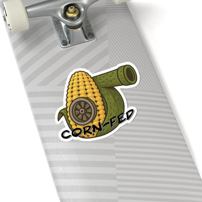 Corn-Fed Tank Sticker - Funny Corn Cannon Kiss-Cut Sticker