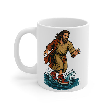Jesus Surfing Mug – Funny Christian Coffee Cup (11 oz)