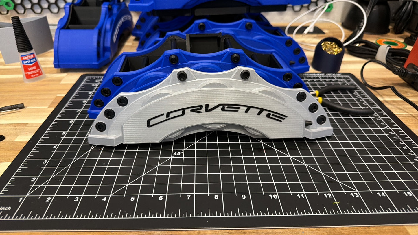 Corvette brake caliper with black text desk organizer